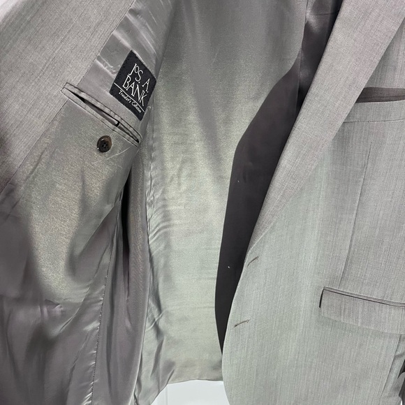 Jos A Bank travelers collection Men’s blazer jacket wool beige/grey 52L 2 button - Picture 9 of 16